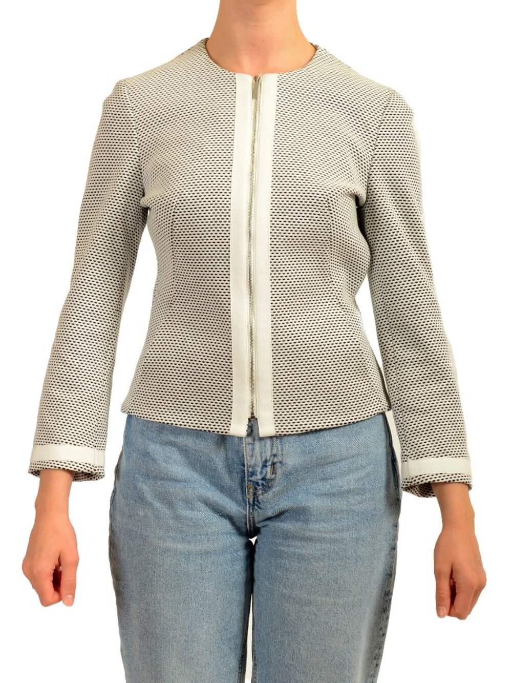 Hugo Boss Women's "Kaily" Two Tone Full Zip Blazer Jacket US 2 IT 38